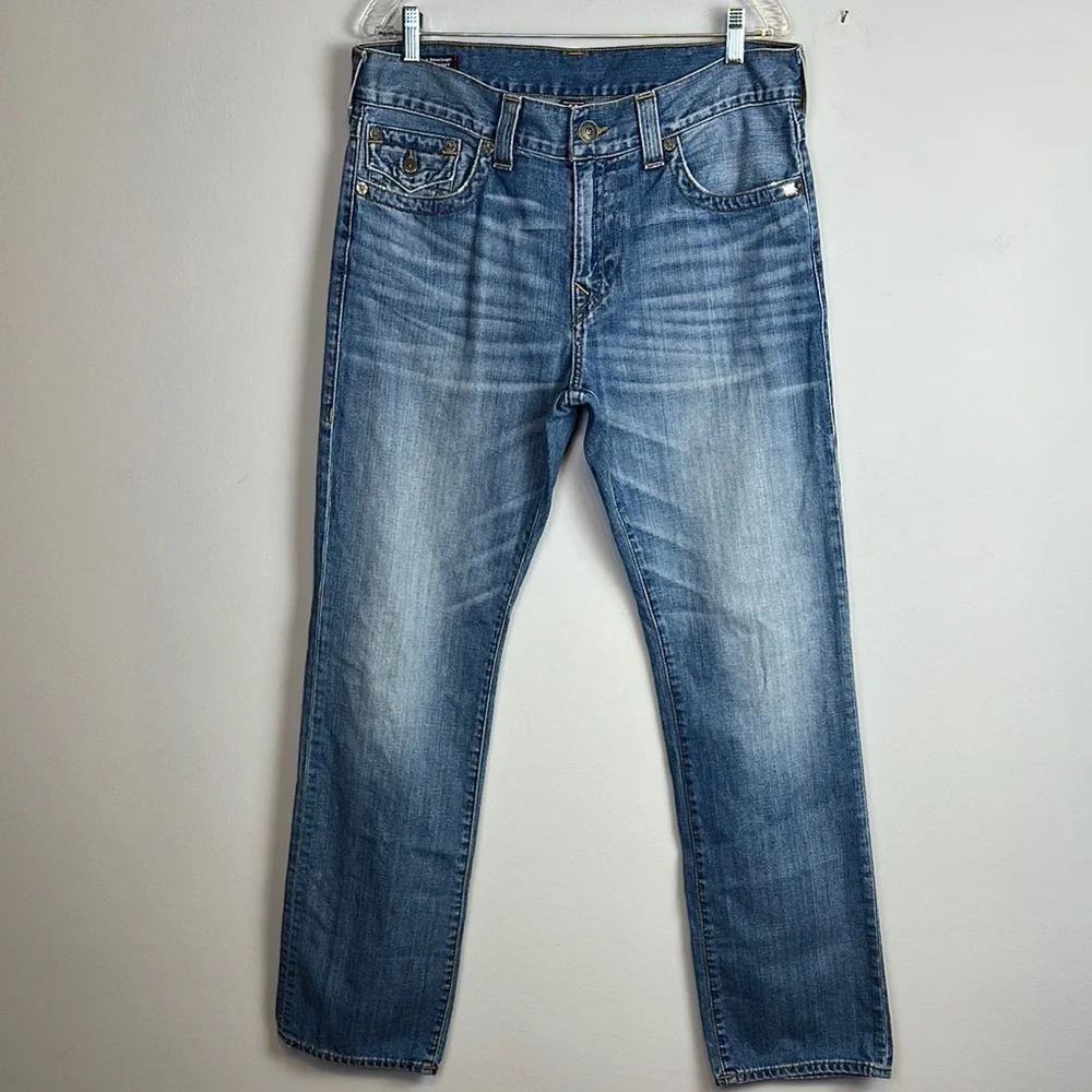 True Religion Ricky Relaxed Straight Leg Jeans Cotton Size 33 in Dust Cloud Mens